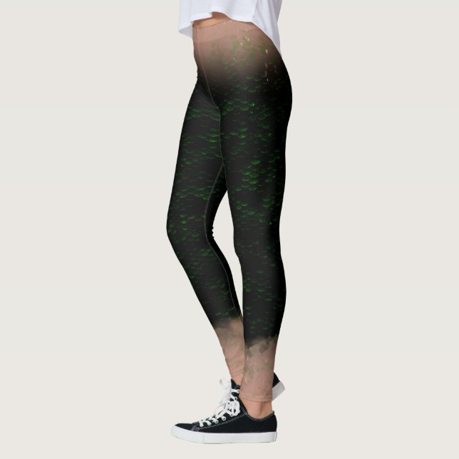 Escala de Sereia Mistura cintura Leggings Noite Ve (Esquerda)