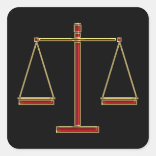 Escalas de justiça - etiqueta quadrada