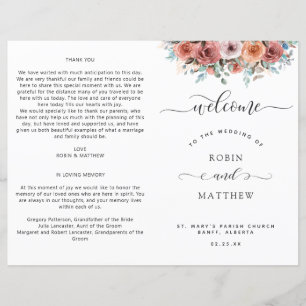 Escamudo etéreo, Pêssego, Blue Floral Weding Progr