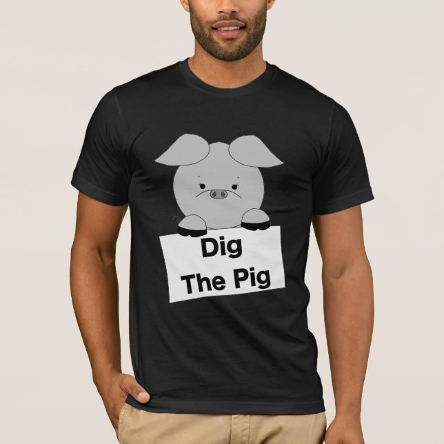 Escave o t-shirt (cinzento) do porco (Frente)
