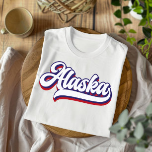 Escoamento T-Shirt do Alaska Red White e Blue Vint