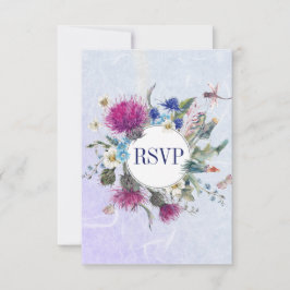 Escocês Thistle Floral Wedding RSVP