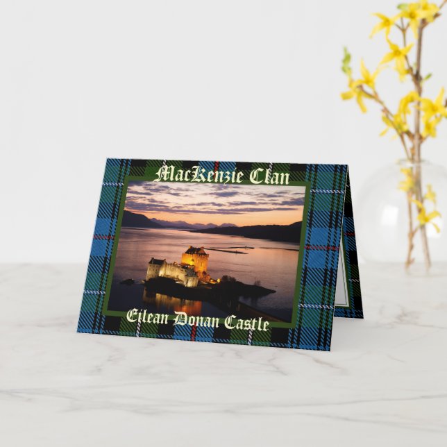 Escócia Castelo Eilean Donan - Cartão do Clã MacKe (Flor Amarela)