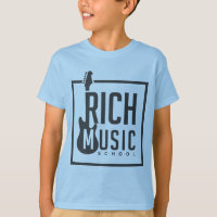 Escola de Música Rica em Camiseta Azul