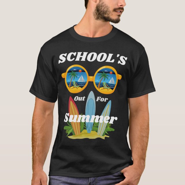 Escolas para o verão, hora da praia, T-Shirt (Frente)