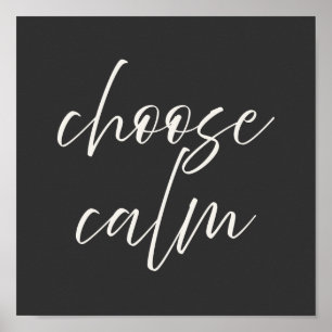 “Escolha a Calma” Poster Minimalista   Cinza e Mar