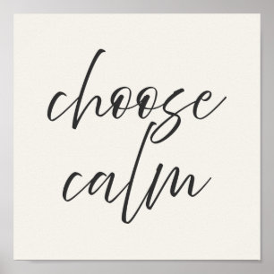 “Escolha a Calma” Poster Minimalista   Cinza e Mar
