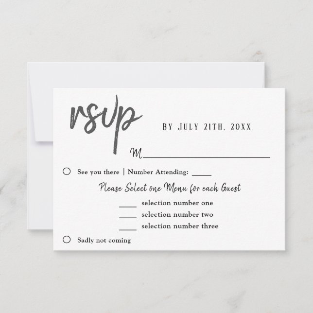 Escolha de Menu de Casamento Flor de Tulipa RSVP (Frente)