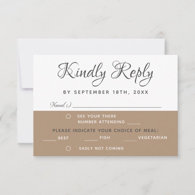 Escolha de Menu de RSVP de Script Simples Elegante (Frente)