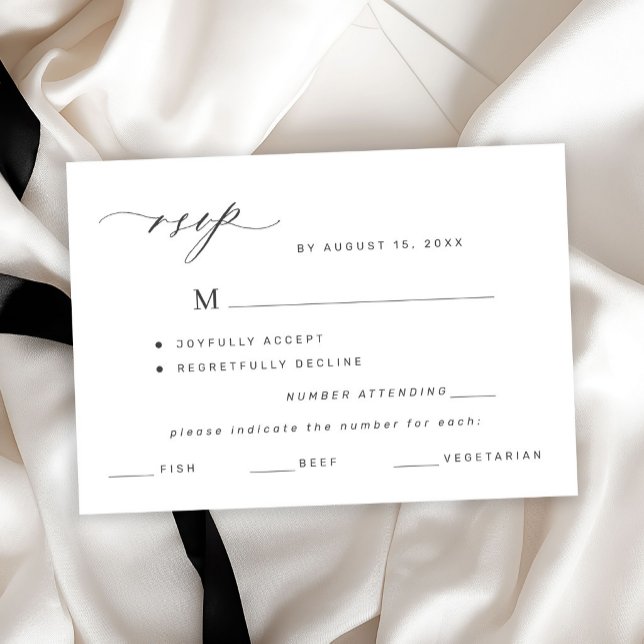 Escolha de menu preto e branco elegante para RSVP  (Criador carregado)