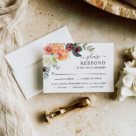 Escolha de Refeição de RSVP de Casamento Floral Ro