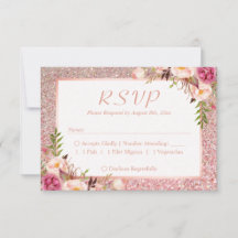 Escolha de refeição RSVP RSVP de Rosa Floral Doura