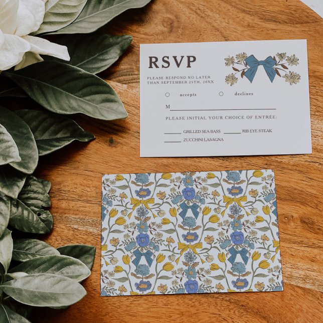 Escolha de RSVP de Casamento Floral de Arco Amarel (Criador carregado)