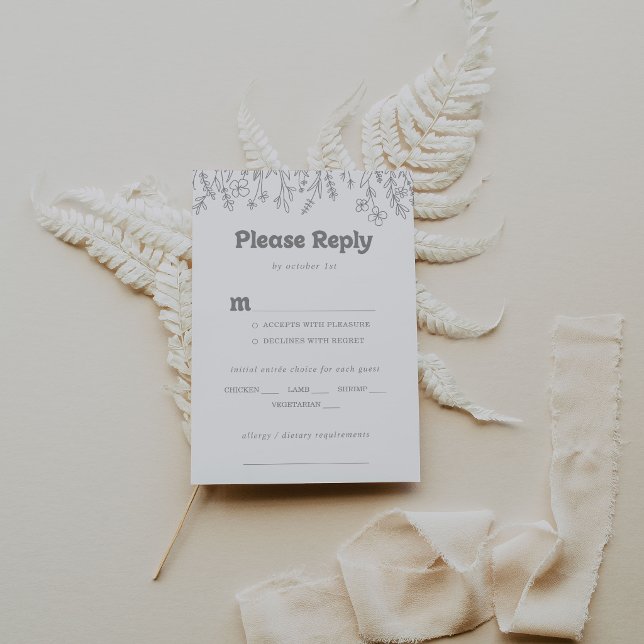 Escolha de RSVP de Menu de Casamento de Flor Silve (Criador carregado)