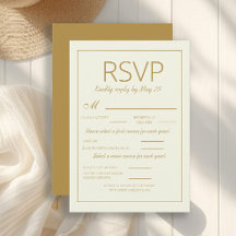 Escolha de RSVP de Refeições de Casamento Dourado 