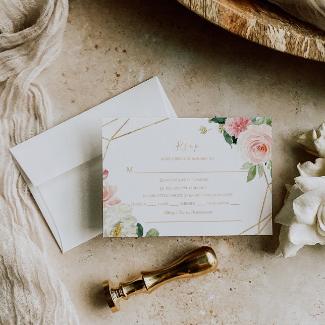 Escolha do menu Elegante Rsvp Geométrico Verde e D (Criador carregado)