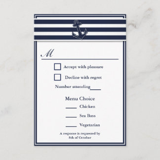 Escolha do menu RSVP 3 do Marinho azul