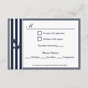 Escolha do menu RSVP 3 do Marinho azul