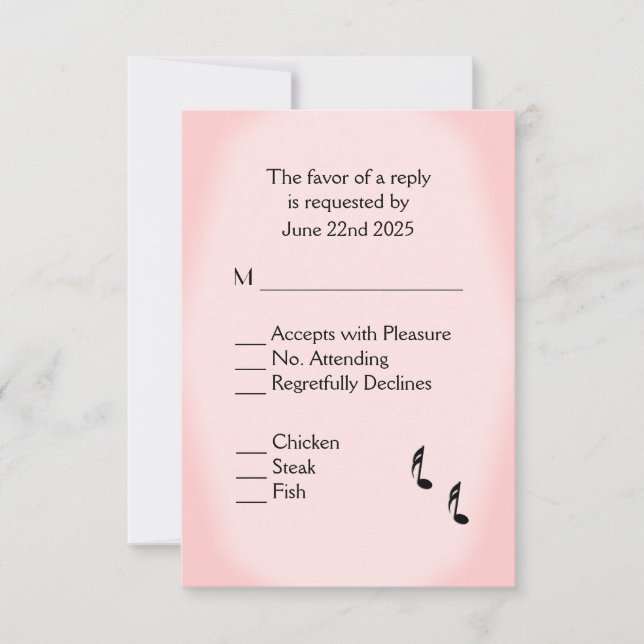 Escolha do menu RSVP de Casamento de Música Rosa (Frente)