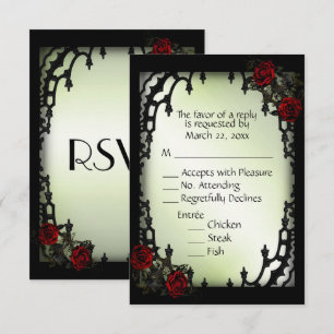 Escolha do menu verde RSVP Gótico de rosa vermelh