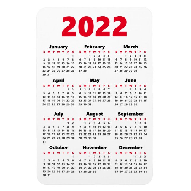 Escolha suas próprias cores | Íman Calendário 2022 (Vertical)