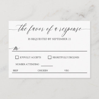 Escolhas de Refeição com Caligrafia Elegante RSVP 