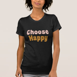 Escolher T-Shirt Gráfico de Letra Retroativa Feliz