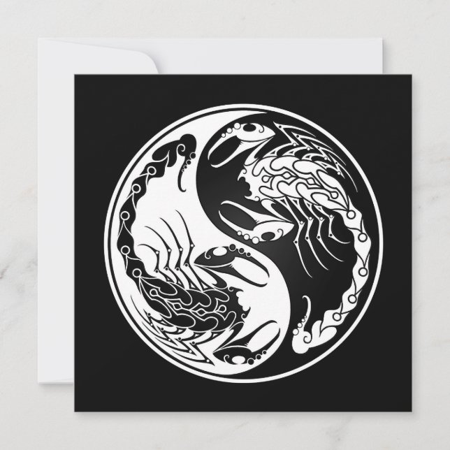 Escorpiões Yin Yang, brancos e negros (Frente)