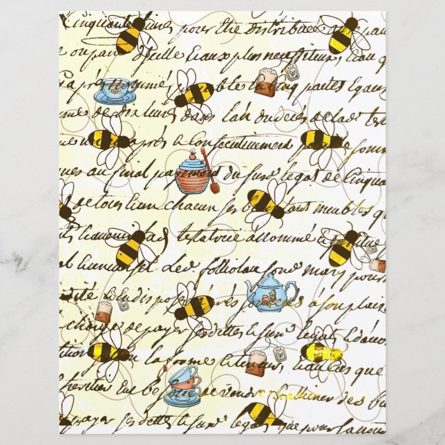 Escrapbook de abelhas e descamação do chá (Frente)