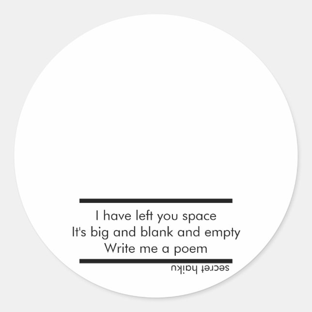 Escreva-me um adesivo de poema (Frente)