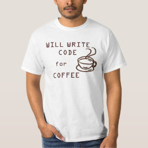 Escreverá o código para o t-shirt do café