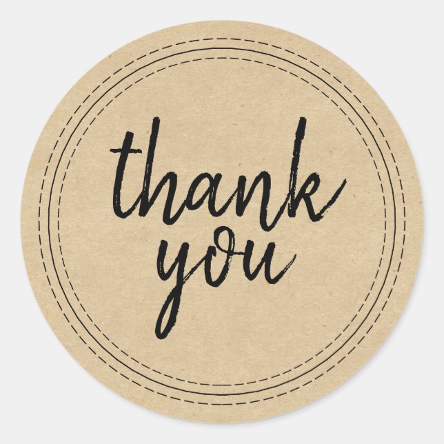 Escrita Chic Kraft Paper Obrigado Etiqueta De Pres (Frente)