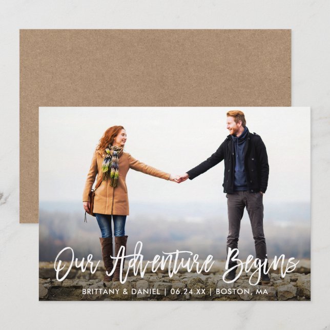 Escrita De Pincel Salve A Data Da Cartão Kraft De  (Frente/Verso)