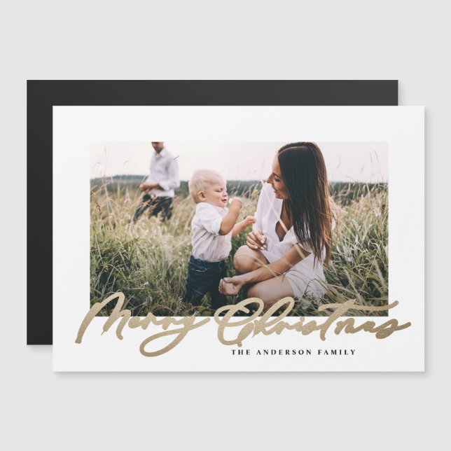 Escrita elegante de Natal com fotografia mínima mo (Frente/Verso)