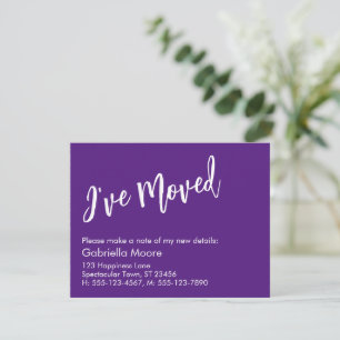 Escrita manual casual Roxo Eu Movi Anúncio