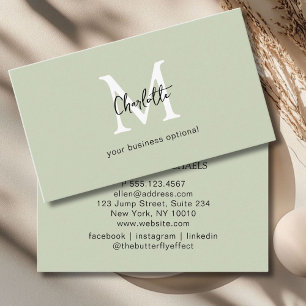 Escrita manual mínima, Cartão de visita verde-clar