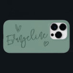 Escrita moderna tipografia sage magrelamente elega<br><div class="desc">Um script de tipografia cardíaca moderno e mínimo sage verde-cinza elegante simples design de capa de telefone personalizada única e única.</div>