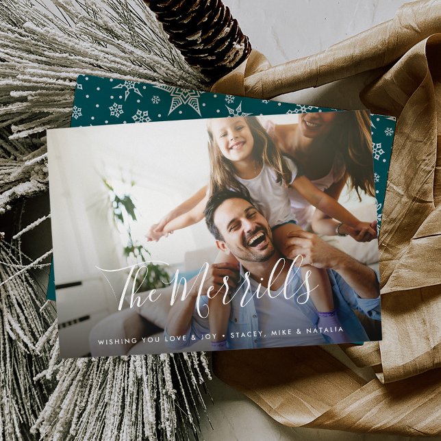 Escrito com Elegância | Cartão de Foto de Férias (Criador carregado)