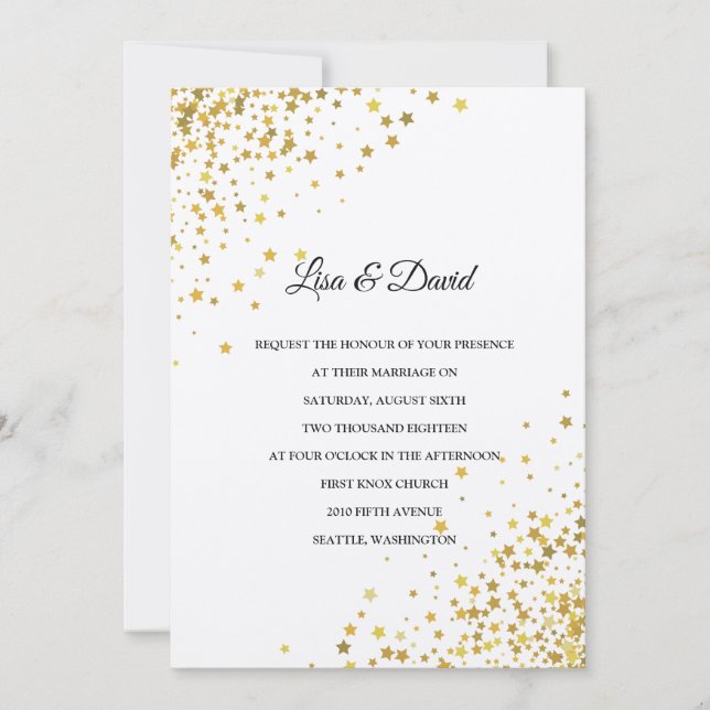 Escrito No Convite Para Casamento De Estrelas (Frente)