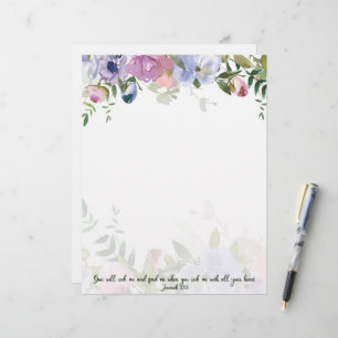 Escritura floral em aquarela pastel Jeremias 29:13