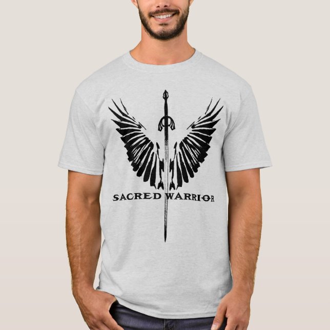 Escritura sagrado de w do t-shirt do guerreiro (Frente)