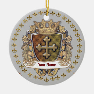 Escudo da Coroa Brasão de Família enfeite Sobrenom