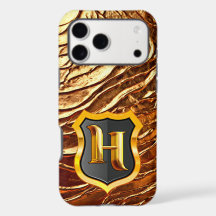 Escudo de Monograma Real - Letra H (Dourado)