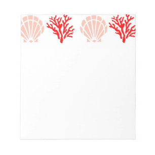 Escudos do mar e bloco de notas coral