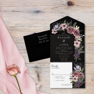 Escuro Escuro da Cascata Floral Negra Elegante