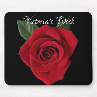 Escuro - mesa Mousepad da rosa vermelha com nome
