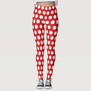 Escuro - teste padrão de bolinhas vermelho Legging