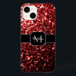 Escuro Vermelho Escuro brilha Glamor Monograma<br><div class="desc">Personalize com seu nome e nome inicial. Capa de telefone cintilante simples com brilho brilhante brilhante glamoroso brilha brilhando. Foto de faíscas vermelhas não é uma falha real!</div>