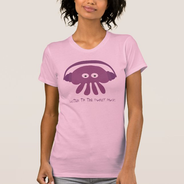 Escute o t-shirt funky das medusa do lilac da (Frente)
