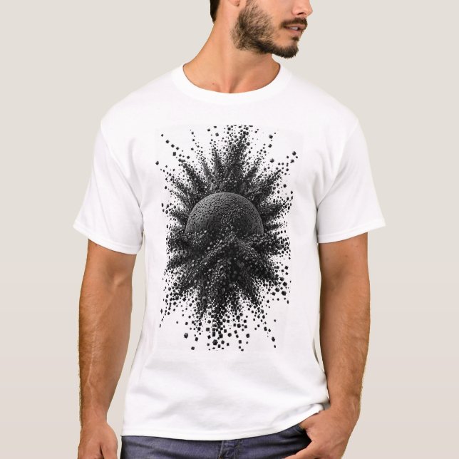 Esfera Fragmentada - Camiseta Explosão Cubo Preto (Frente)